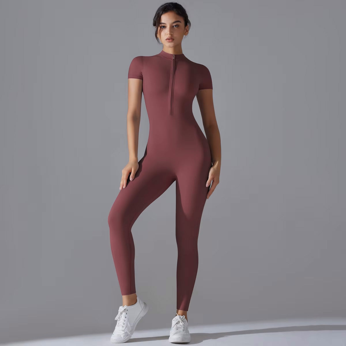 Zippered Full-Length Yoga Suit for Comfort & Curve-Defining Fit - NEOFORMA APPAREL