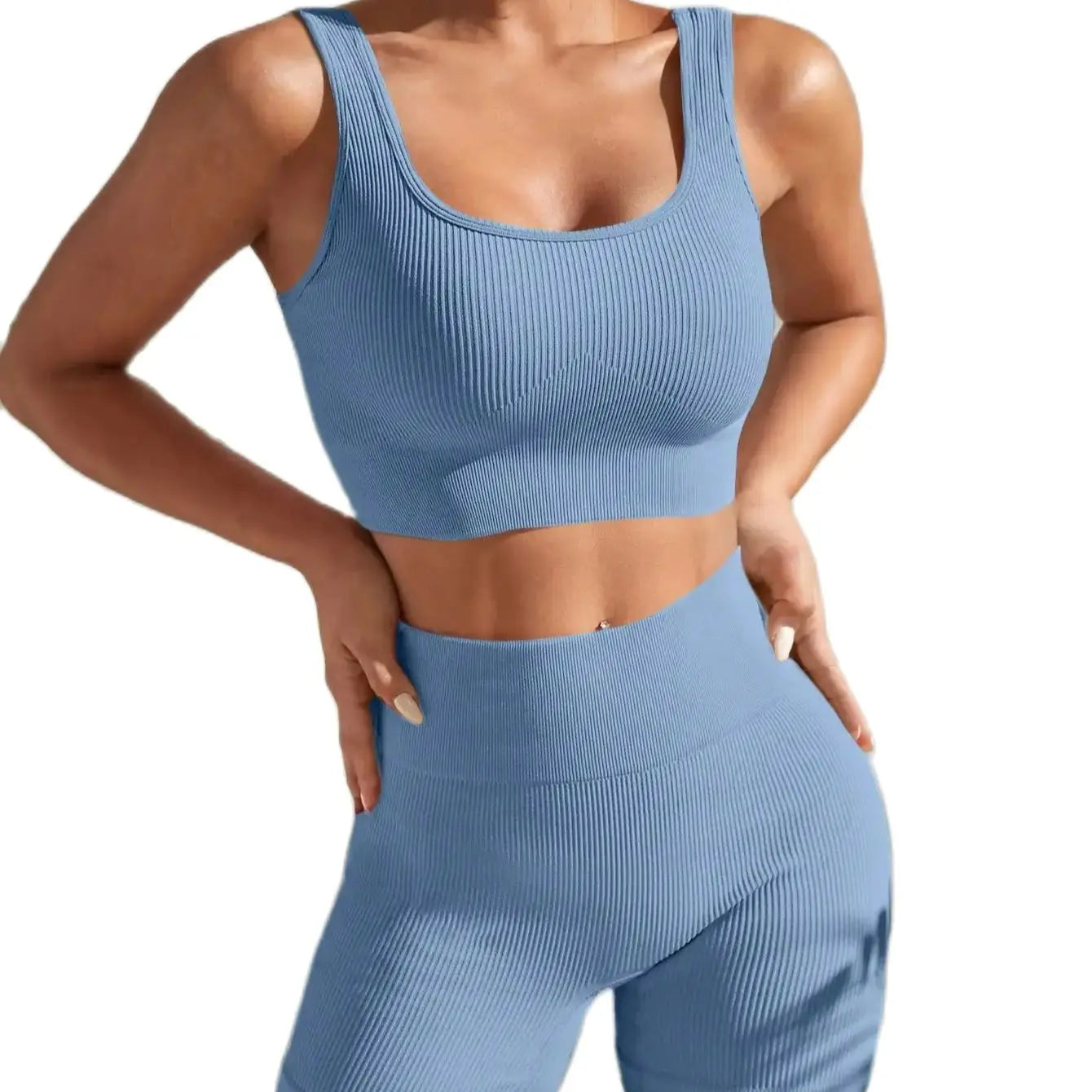 Ribbed Sculpt Seamless Set | Wide-Strap Crop Tank + High-Waist Short - NEOFORMA APPAREL