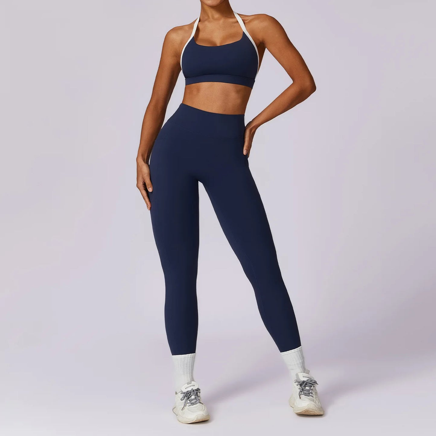 Contrast Trim Halterneck Sports Set for Comfort & Sculpting Fit - NEOFORMA APPAREL