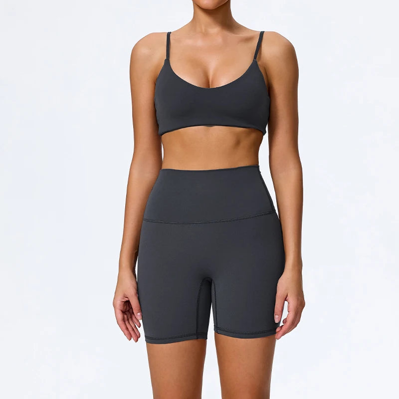 Seamless Sculpt Support Set – Double-Strap Bra + High-Waist Short | High waist Legging - NEOFORMA APPAREL