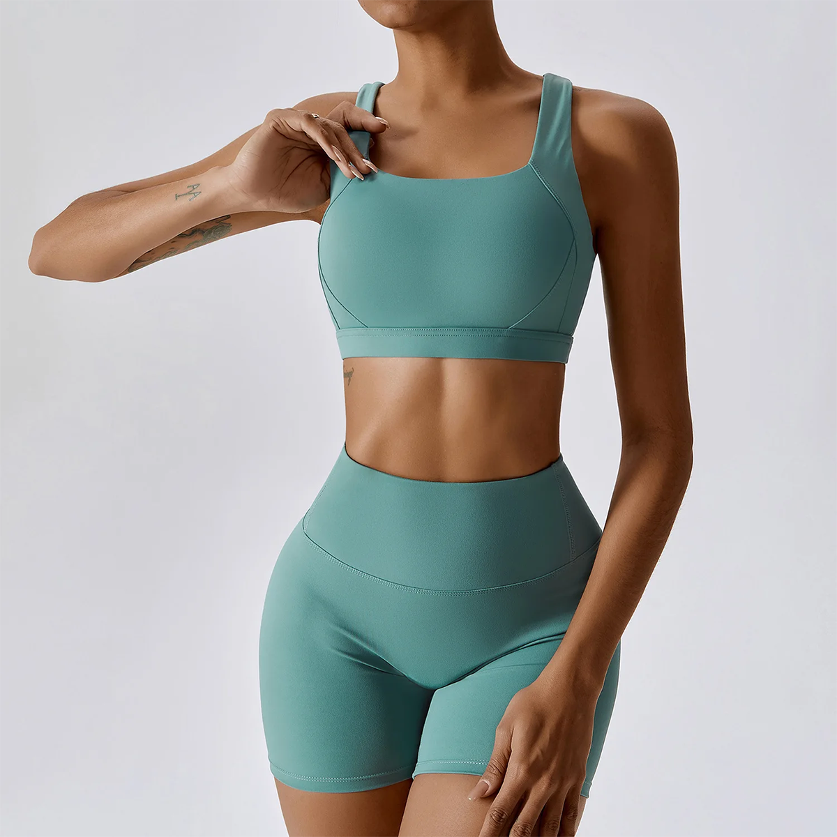 Sculpt Support Set - Double-Strap Sports Bra + High-Waist Short / High-Waist Legging