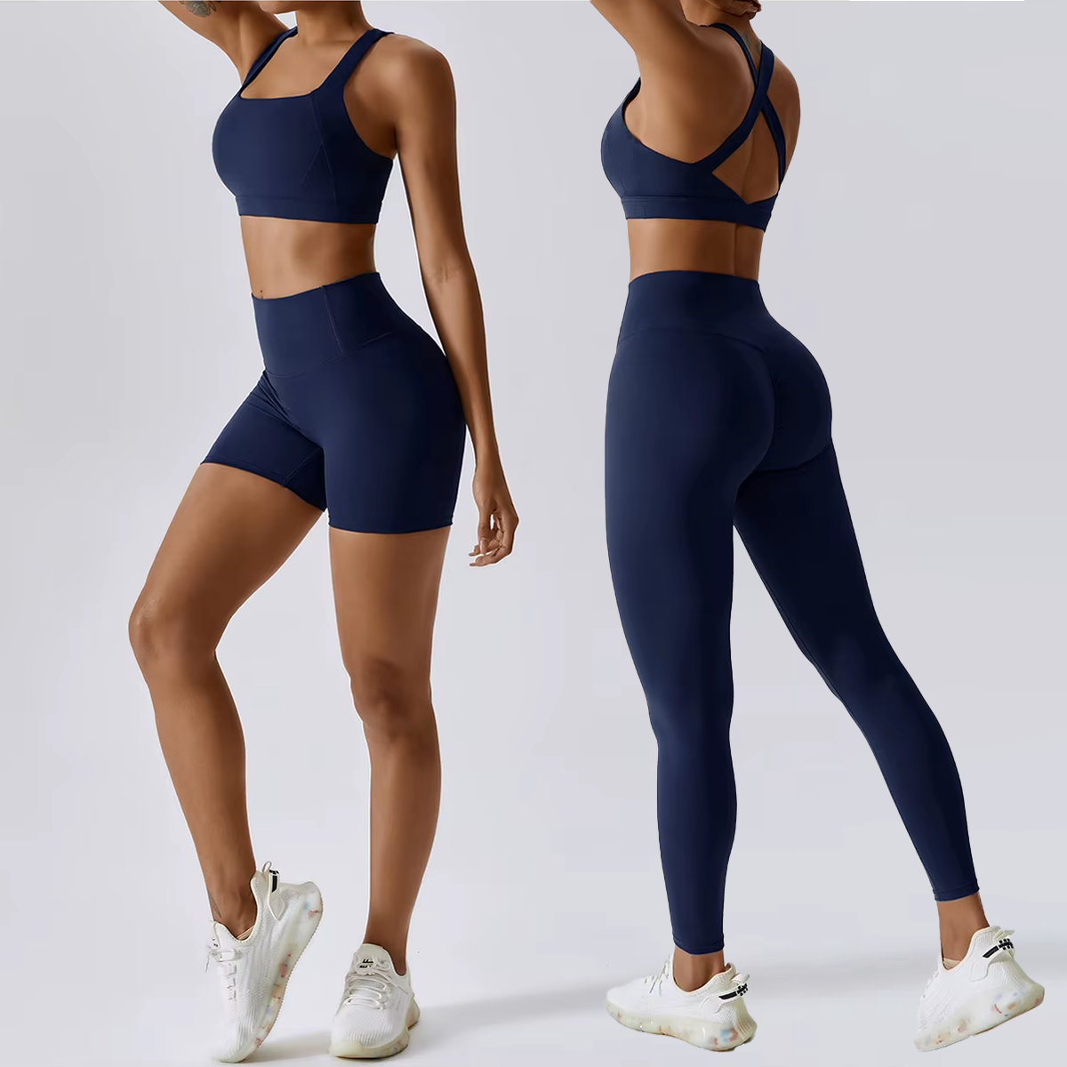 Sculpt Support Set - Double-Strap Sports Bra + High-Waist Short / High-Waist Legging