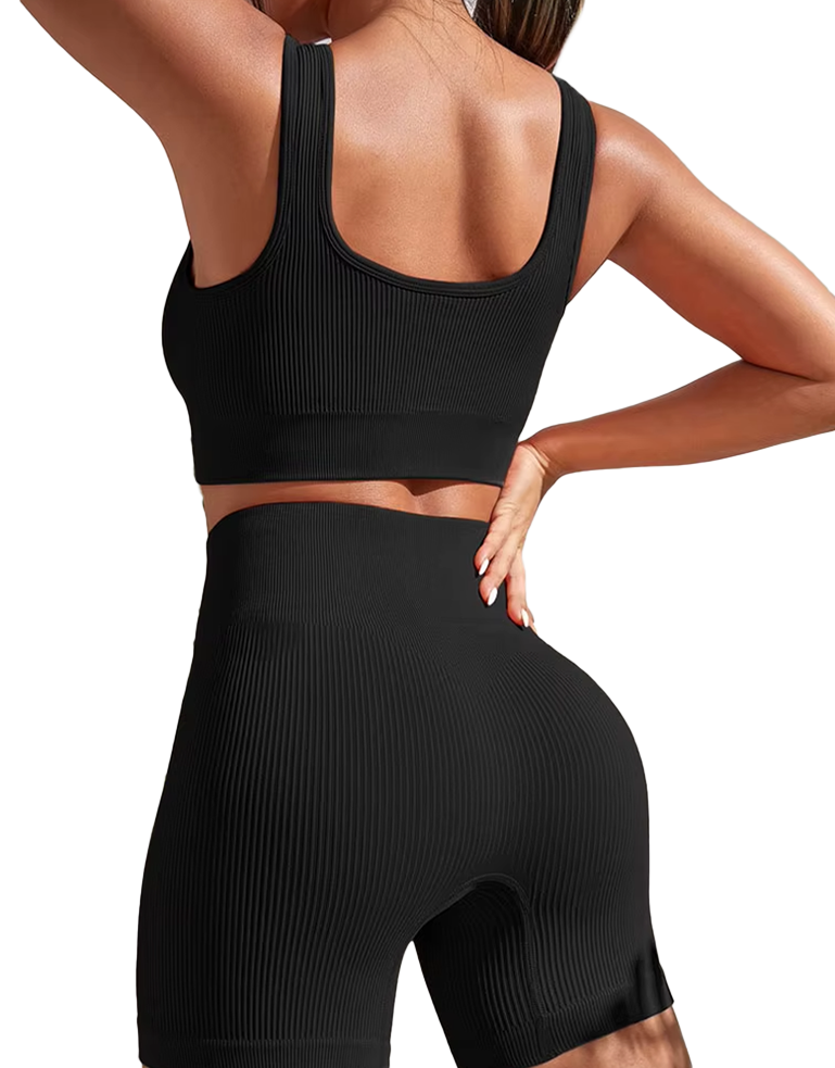 Ribbed Sculpt Seamless Set | Wide-Strap Crop Tank + High-Waist Short - NEOFORMA APPAREL
