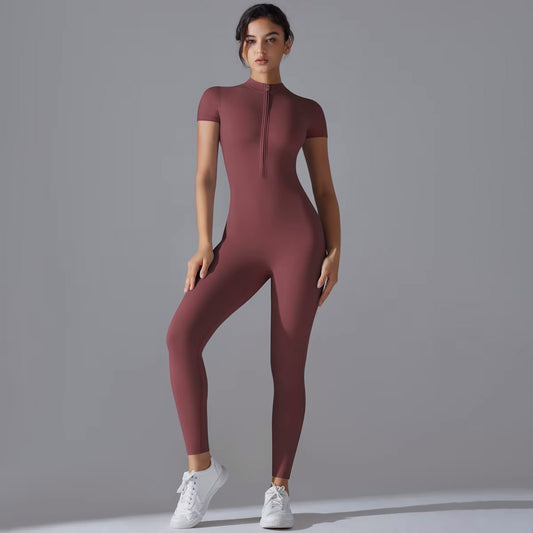 Zippered Full-Length Yoga Suit for Comfort & Curve-Defining Fit - NEOFORMA APPAREL