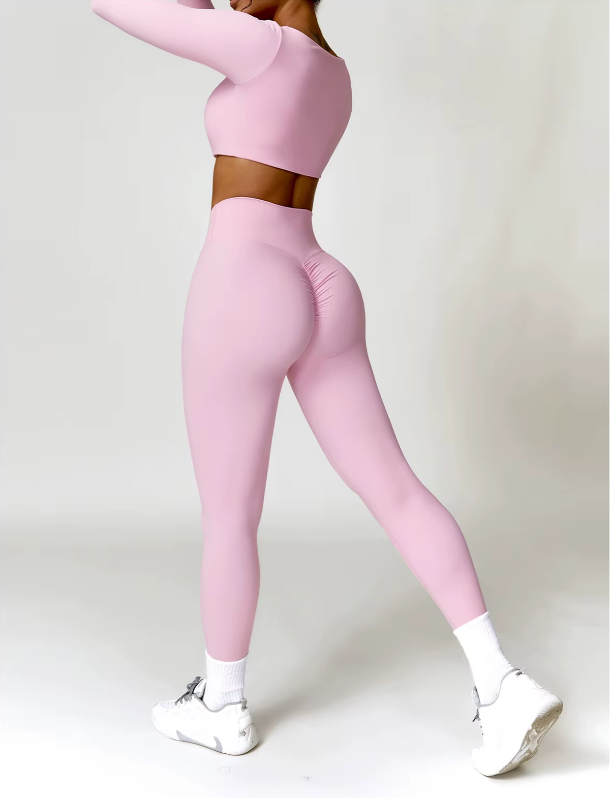 Square Neck Seamless Sculpt Set | Long-Sleeve Crop Top + Scrunch-Sculpt High-Waist Legging or Shorts