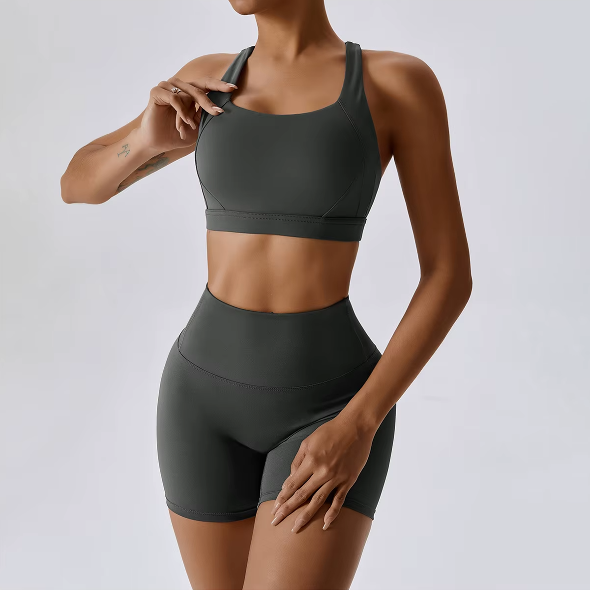 Sculpt Support Set - Double-Strap Sports Bra + High-Waist Short / High-Waist Legging
