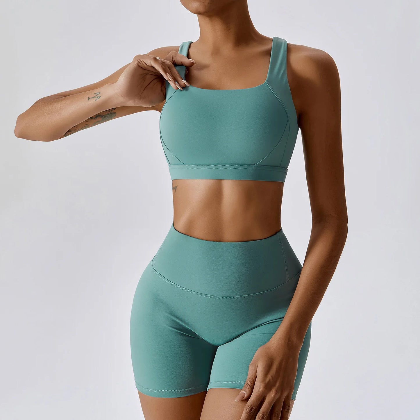 Sculpt Support Set - Double-Strap Sports Bra + High-Waist Short / High-Waist Legging