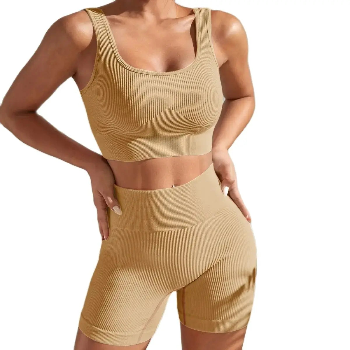 Ribbed Sculpt Seamless Set | Wide-Strap Crop Tank + High-Waist Short - NEOFORMA APPAREL