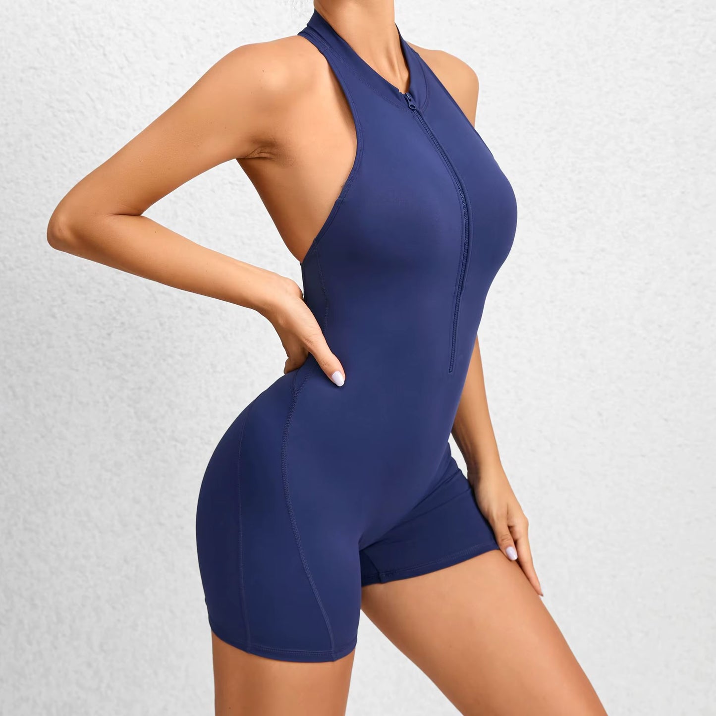 Deep Racerback Scrunch Short Jumpsuit