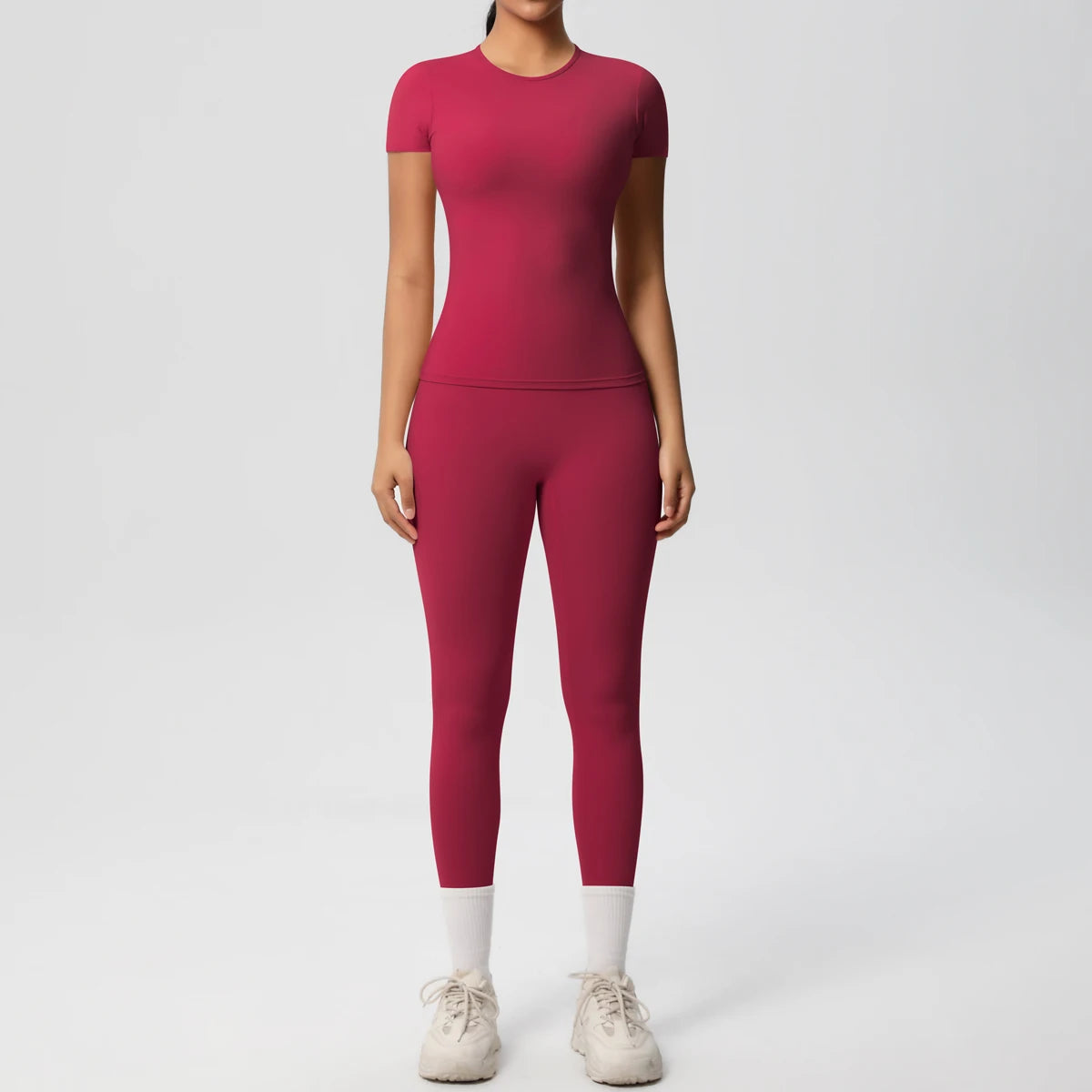 Smooth Essential Seamless Set | Short-Sleeve Fit Top + High-Waist Legging