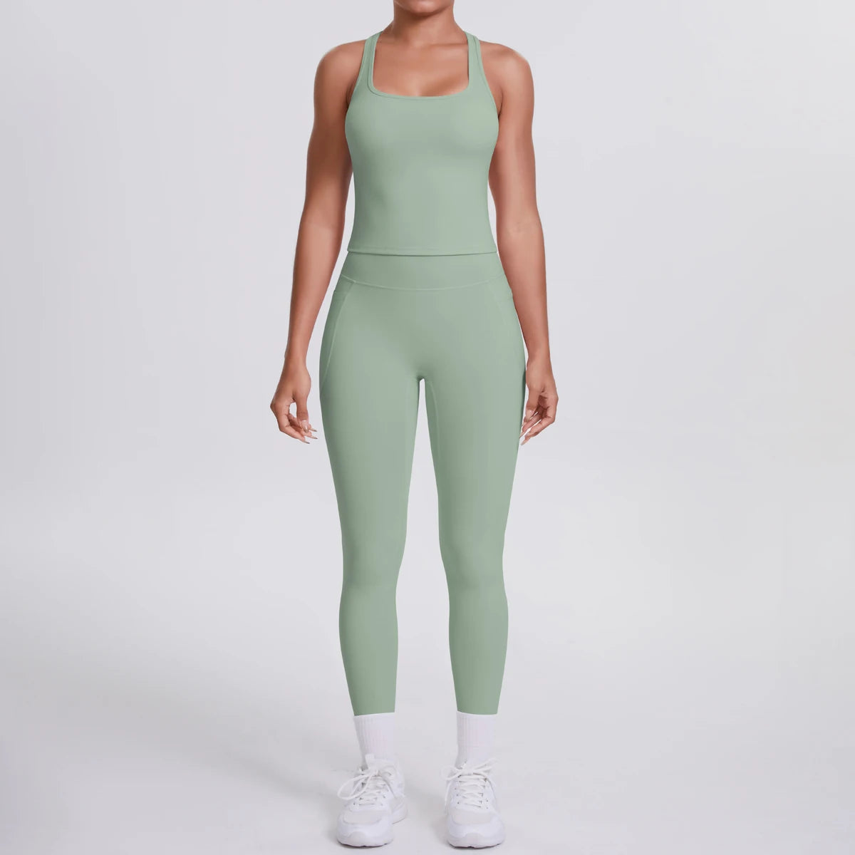 Smooth Sculpt Racerback Set — Slim Racer Tank + High-Waist Pocket Legging