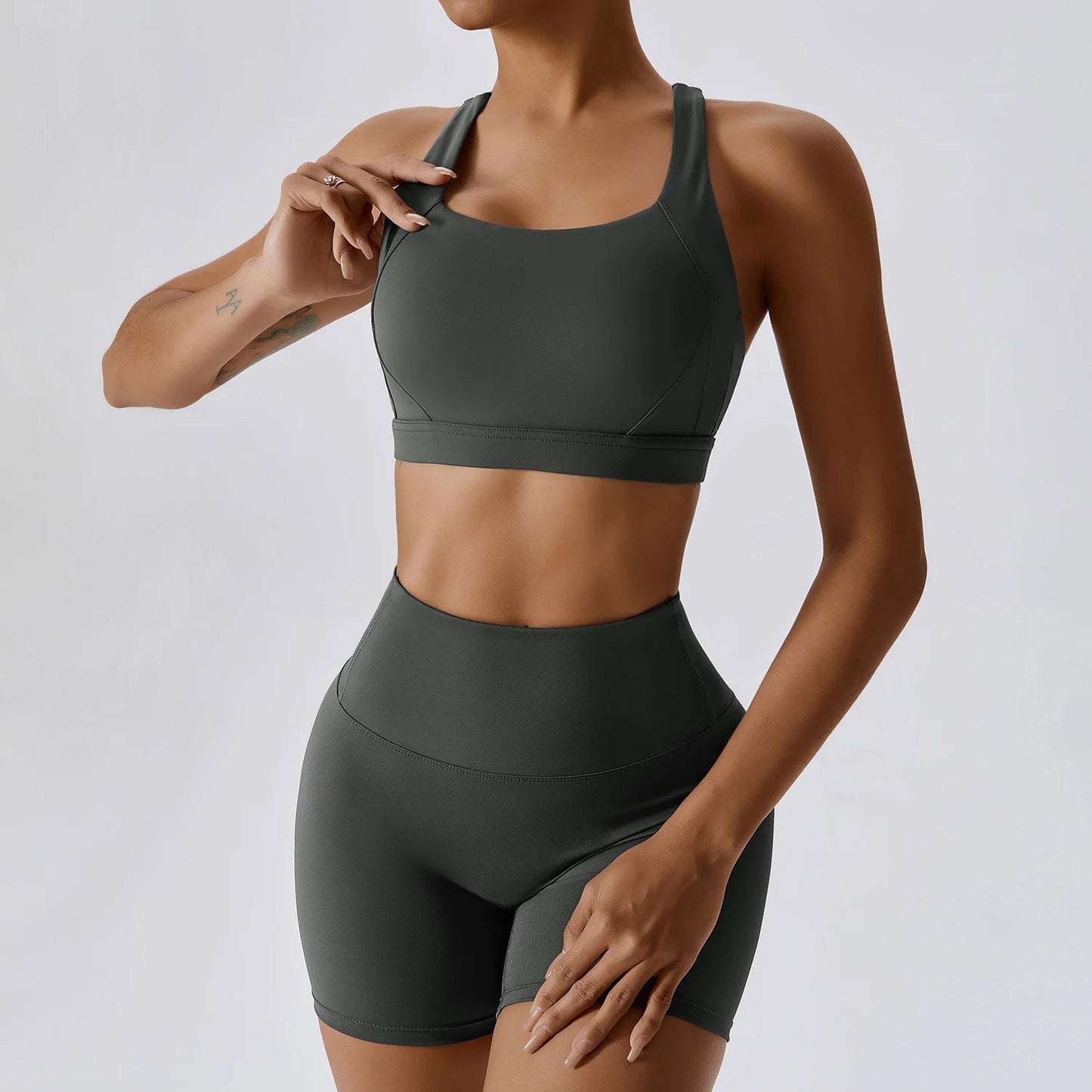 Sculpt Support Set - Double-Strap Sports Bra + High-Waist Short / High-Waist Legging