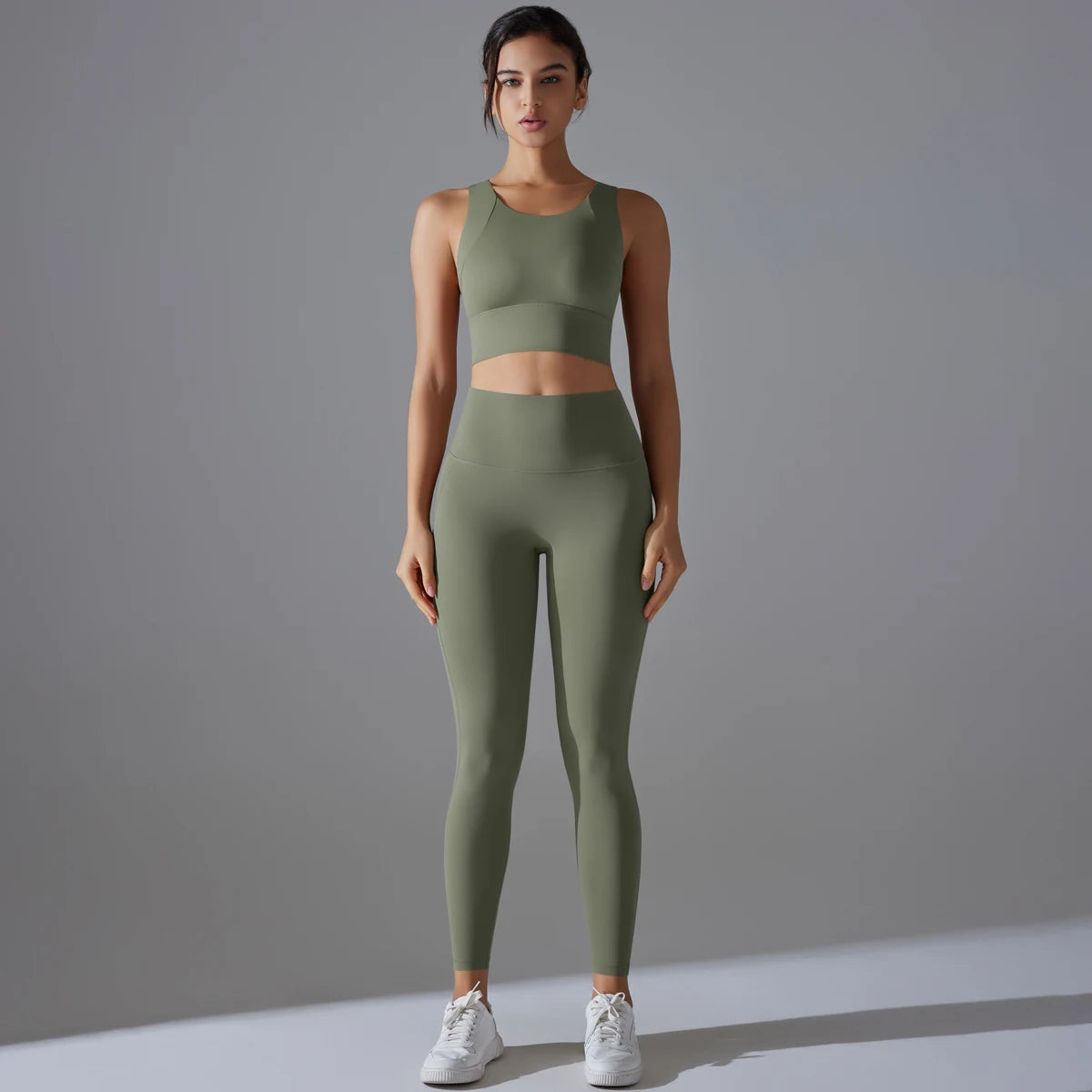 Smooth Sculpt Racerback Set — Wide Racerback Crop Top + High-Waist Legging