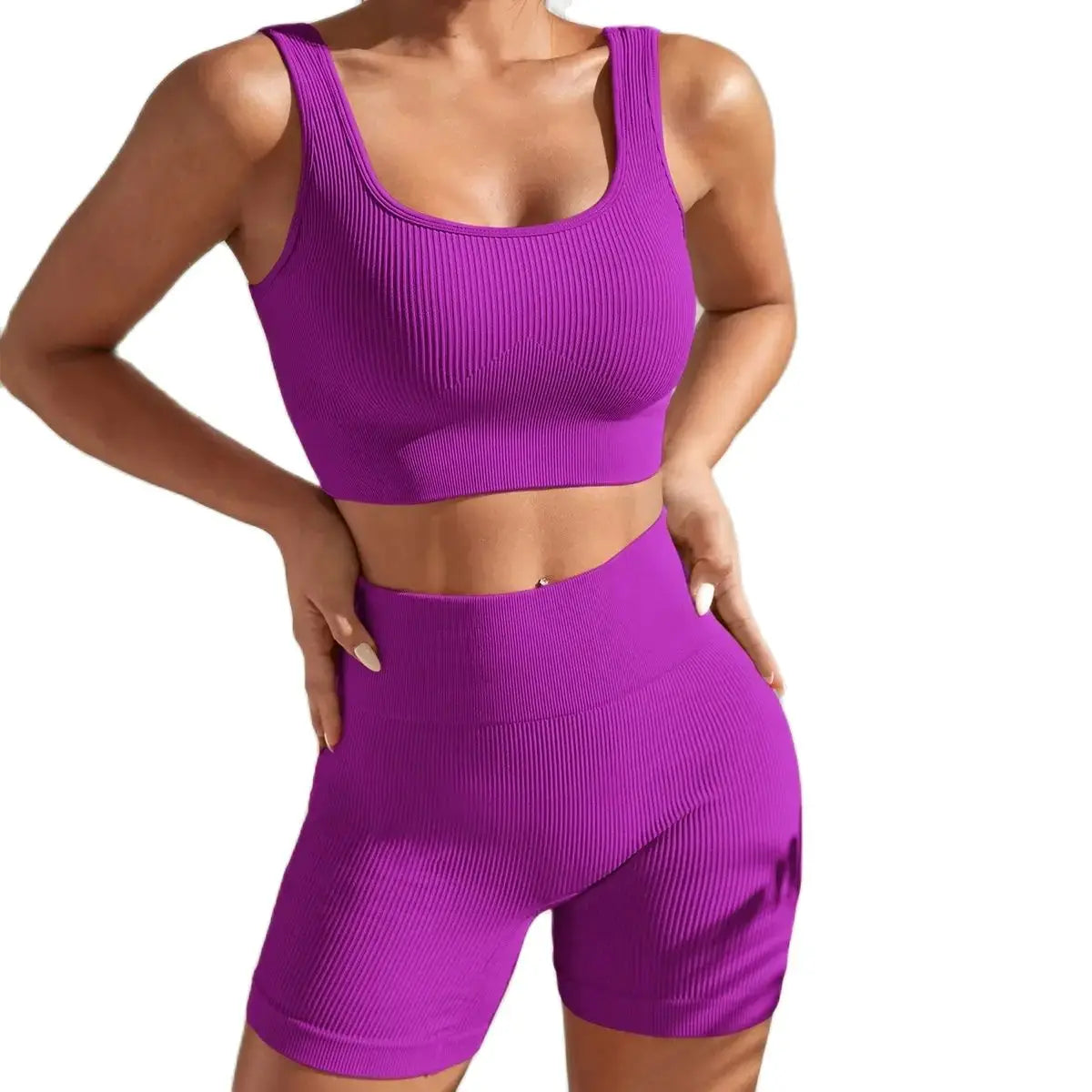 Ribbed Sculpt Seamless Set | Wide-Strap Crop Tank + High-Waist Short - NEOFORMA APPAREL