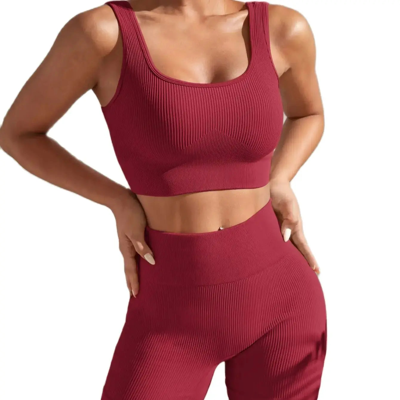 Ribbed Sculpt Seamless Set | Wide-Strap Crop Tank + High-Waist Short - NEOFORMA APPAREL