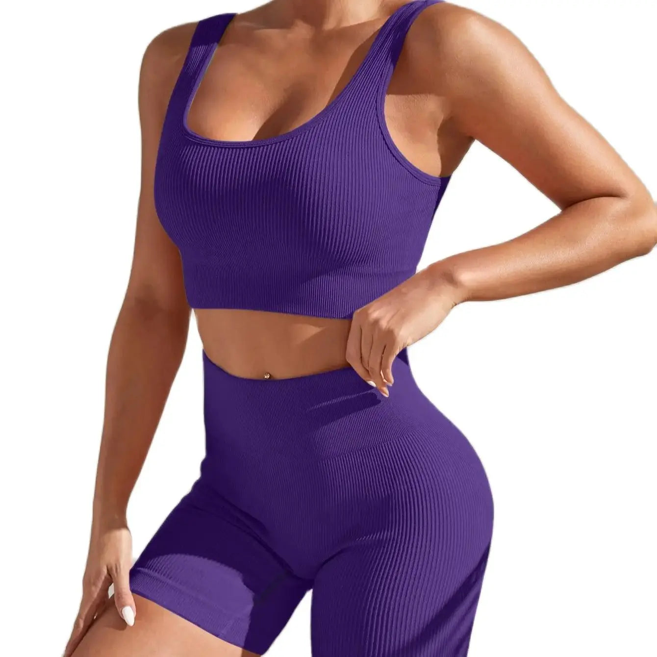 Ribbed Sculpt Seamless Set | Wide-Strap Crop Tank + High-Waist Short - NEOFORMA APPAREL