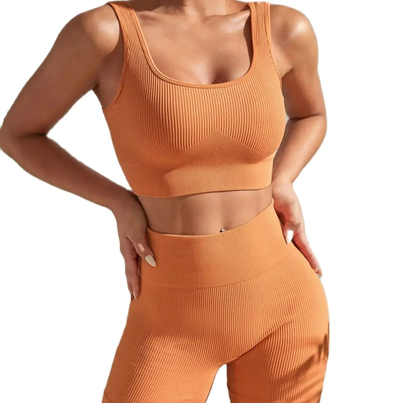 Ribbed Sculpt Seamless Set | Wide-Strap Crop Tank + High-Waist Short - NEOFORMA APPAREL