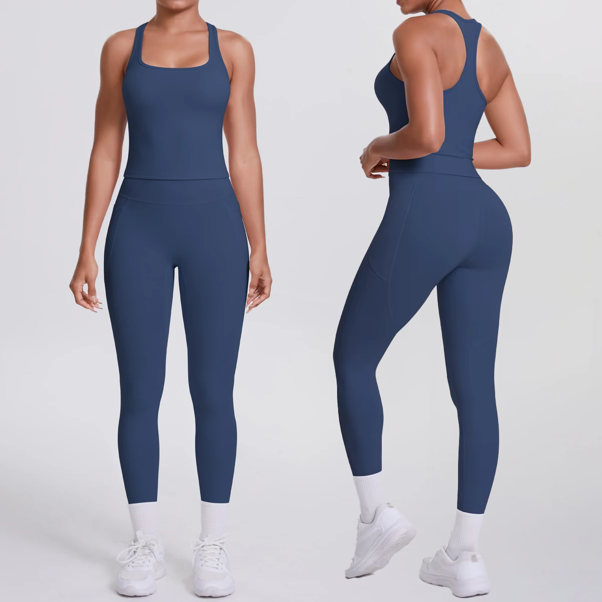 Smooth Sculpt Racerback Set — Slim Racer Tank + High-Waist Pocket Legging