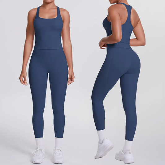 Smooth Sculpt Racerback Set — Slim Racer Tank + High-Waist Pocket Legging