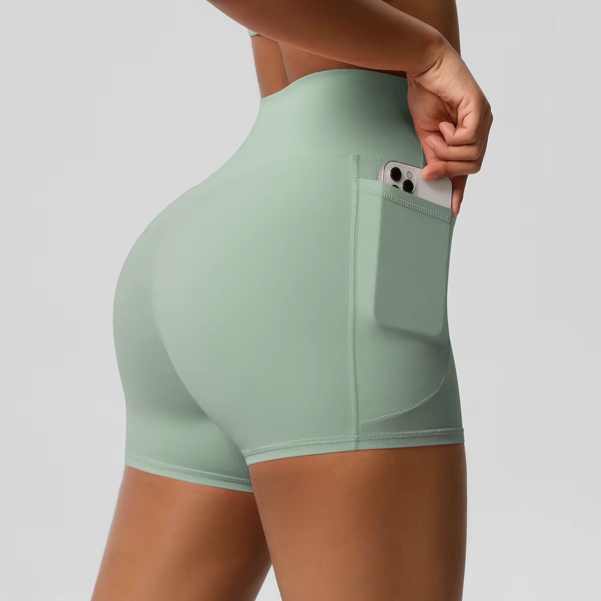 Essential Second-Skin High-Waist Shorts with Pockets - NEOFORMA APPAREL