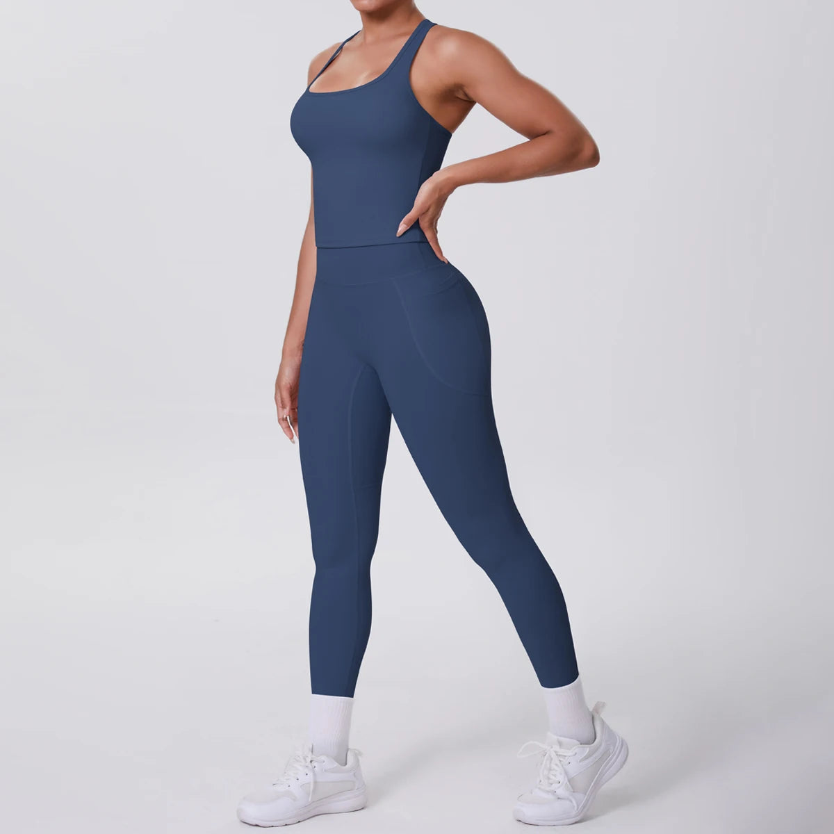 Smooth Sculpt Racerback Set — Slim Racer Tank + High-Waist Pocket Legging