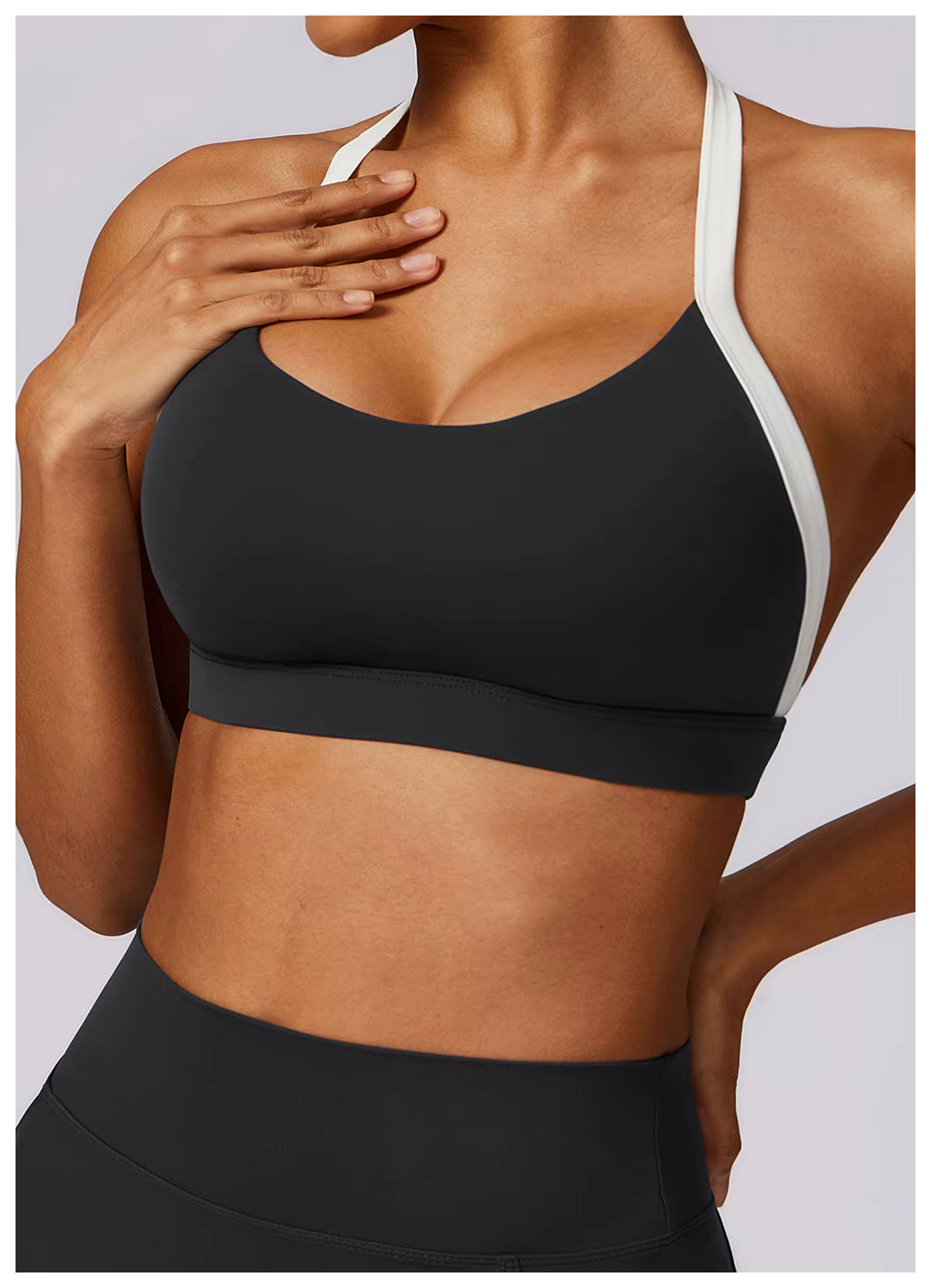 Open-Back Contrast Trim Sculpt Set | Halterneck or Long-Sleeve Square Neck Crop Top + V-Waist Legging