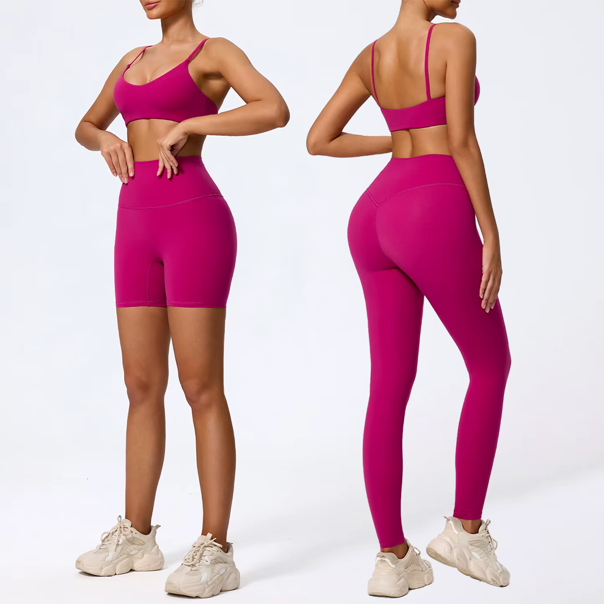 Seamless Sculpt Support Set – Double-Strap Bra + High-Waist Short | High waist Legging - NEOFORMA APPAREL