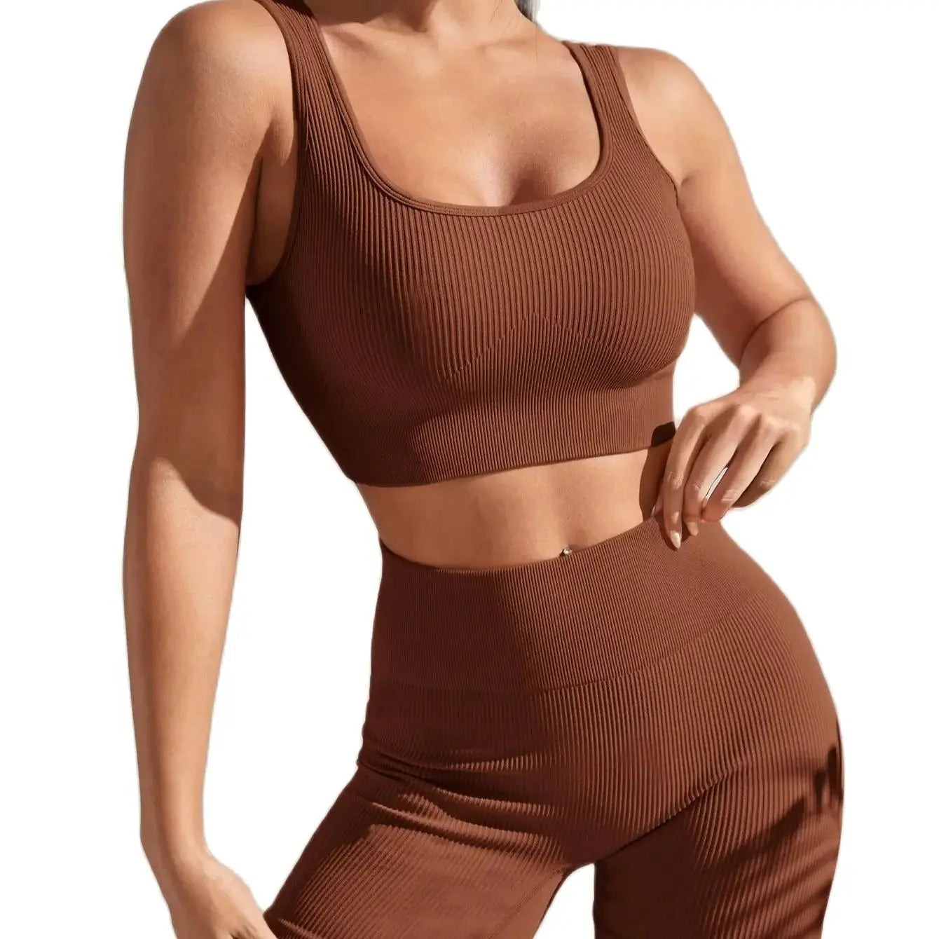 Ribbed Sculpt Seamless Set | Wide-Strap Crop Tank + High-Waist Short - NEOFORMA APPAREL