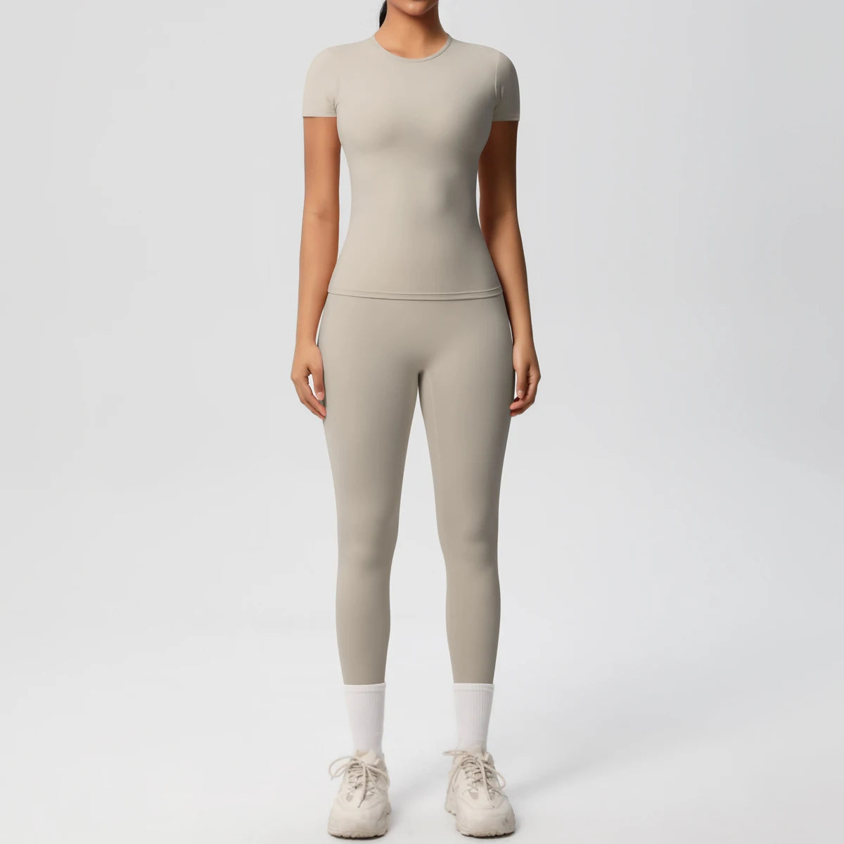 Smooth Essential Seamless Set | Short-Sleeve Fit Top + High-Waist Legging