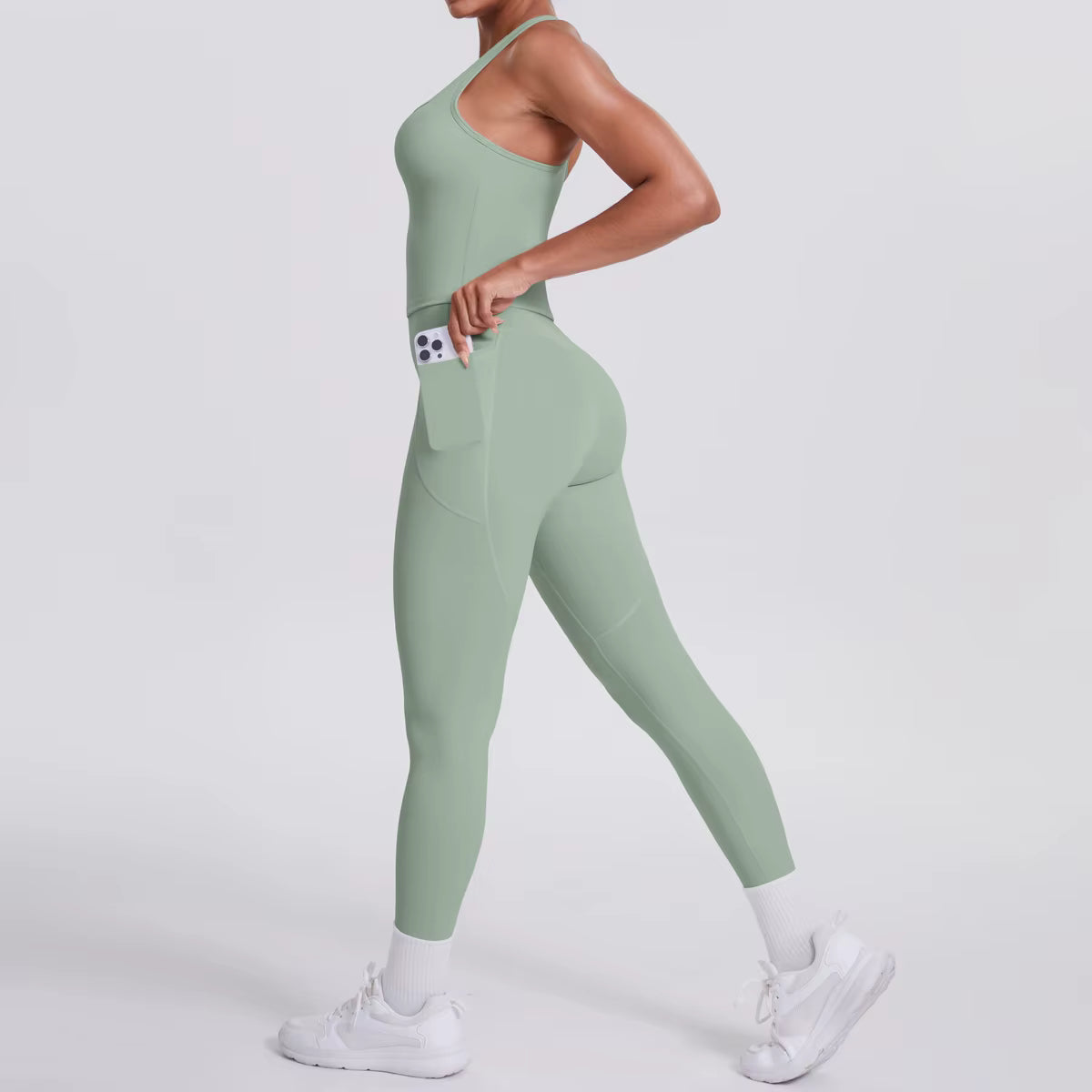 Smooth Sculpt Racerback Set — Slim Racer Tank + High-Waist Pocket Legging