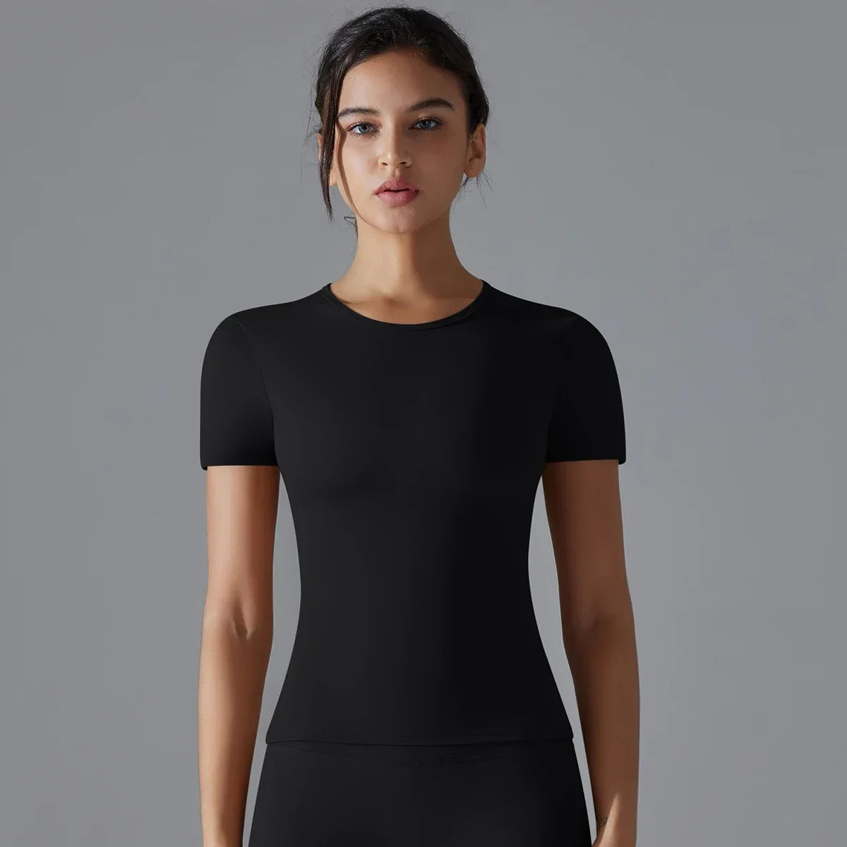 Sleek Stretch-Fit Short Sleeve Tee for Comfort and Sculpting Support - NEOFORMA APPAREL