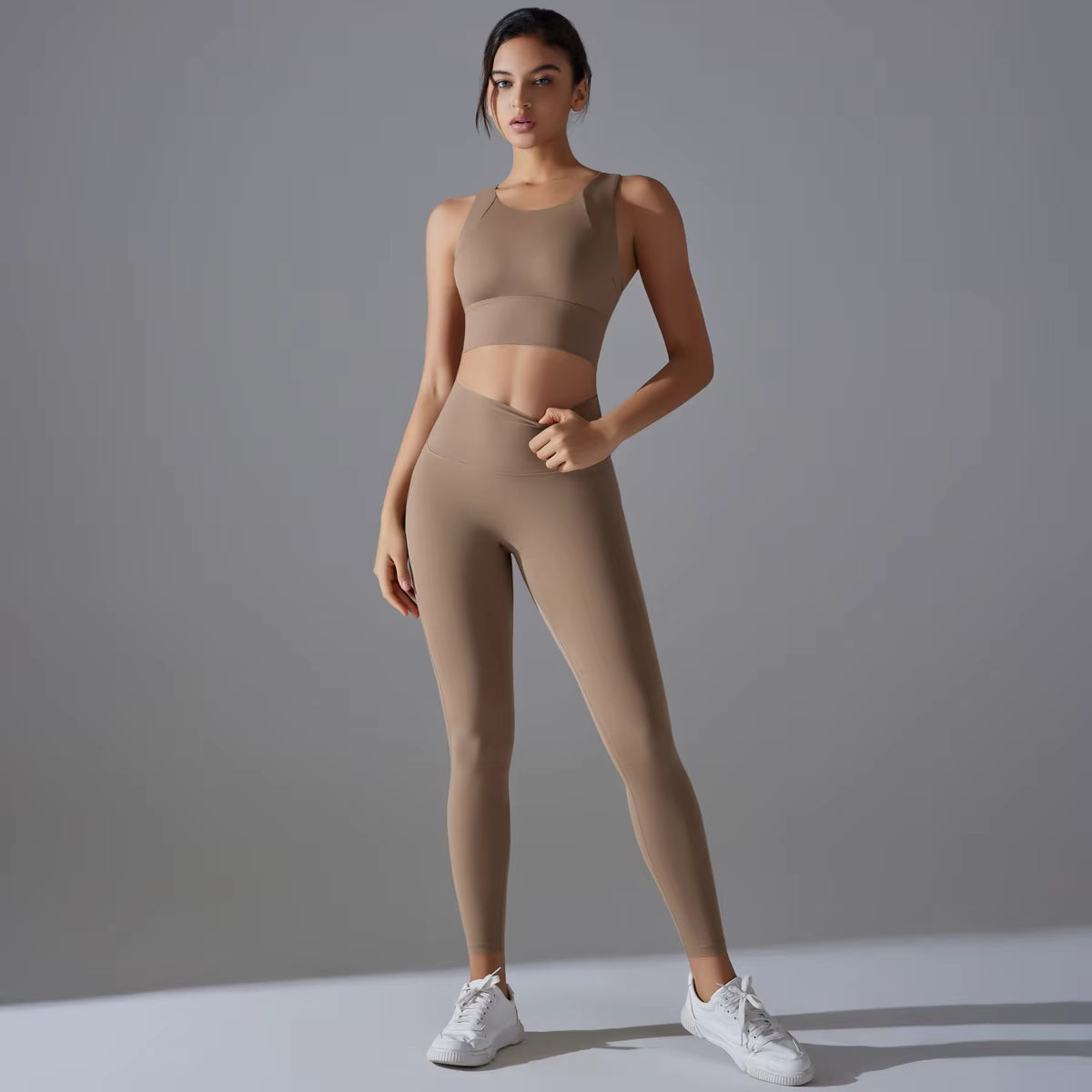 Smooth Sculpt Racerback Set — Wide Racerback Crop Top + High-Waist Legging