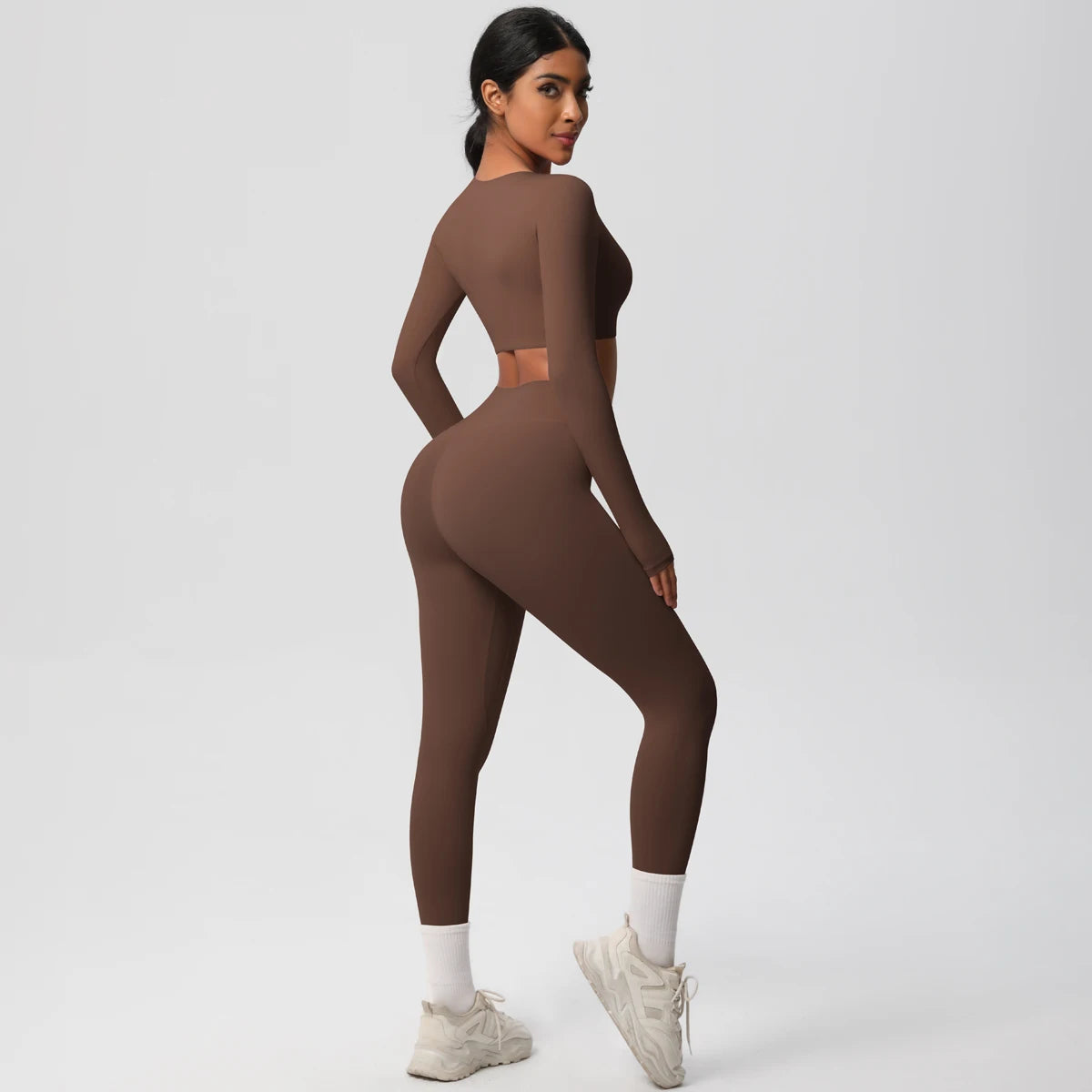 Seamless Essential Long-Sleeve Set | Crop Top + High-Waist Legging