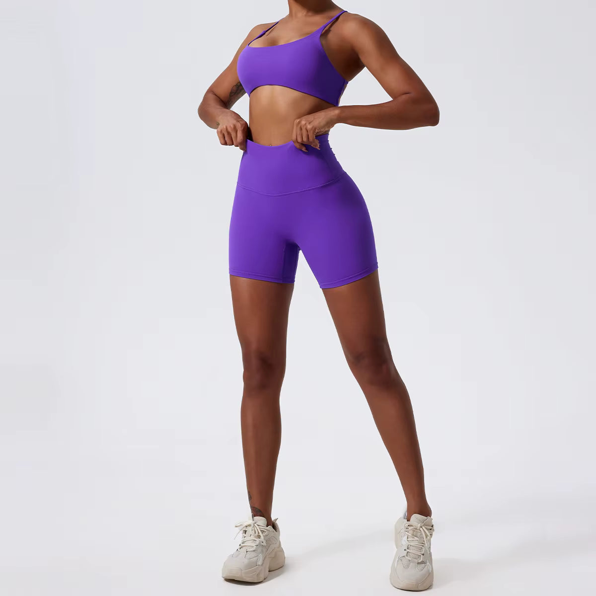 Doble Crossover Back Seamless Set – Bra + High-Waist Short - NEOFORMA APPAREL