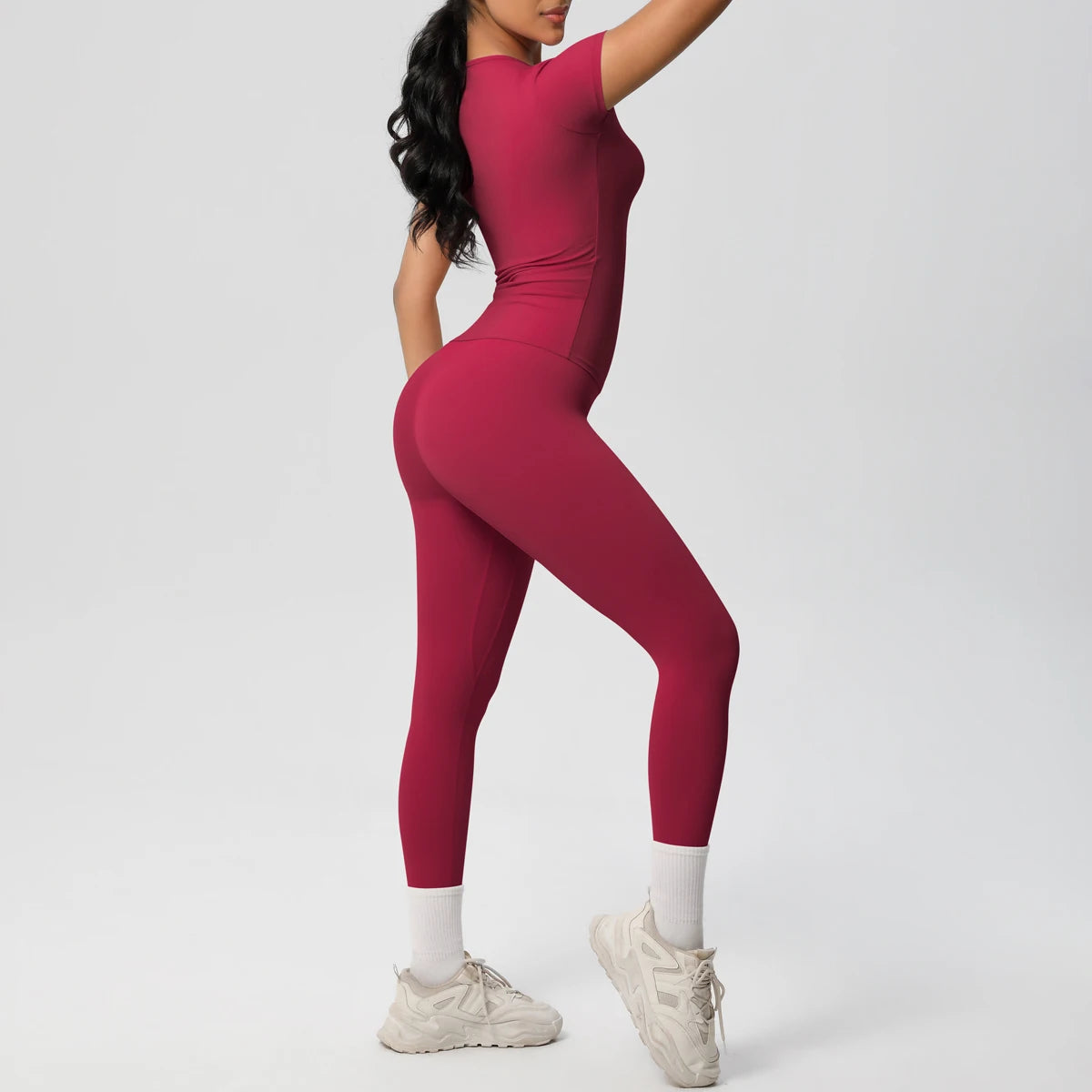 Smooth Essential Seamless Set | Short-Sleeve Fit Top + High-Waist Legging