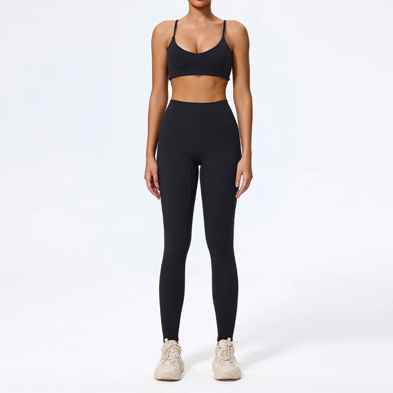 Seamless Sculpt Support Set – Double-Strap Bra + High-Waist Short | High waist Legging - NEOFORMA APPAREL