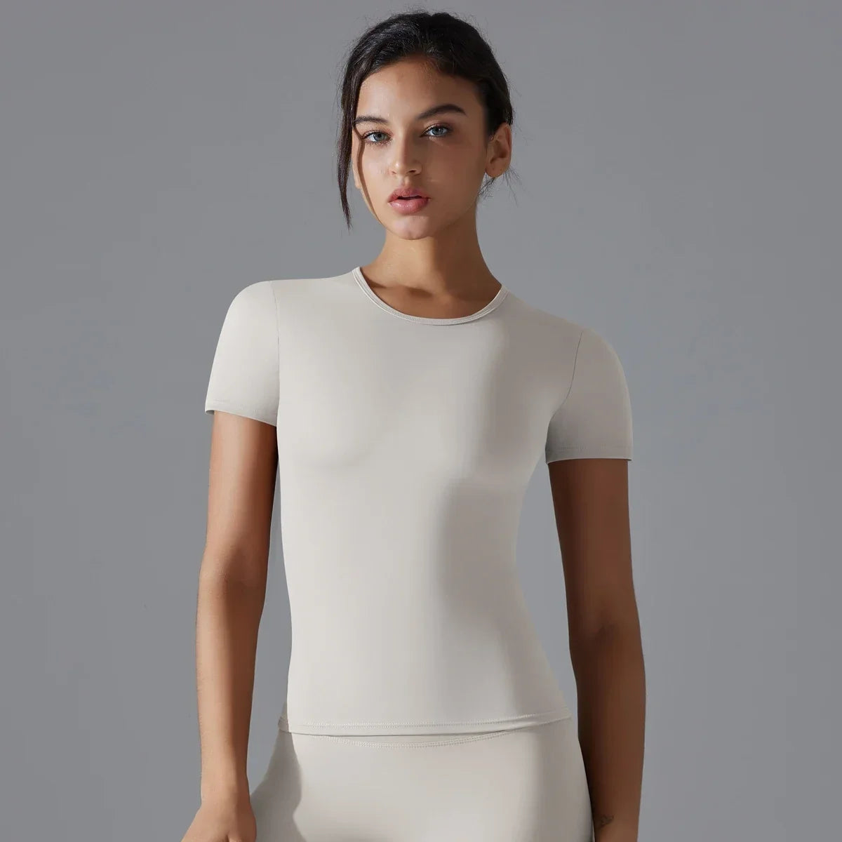 Sleek Stretch-Fit Short Sleeve Tee for Comfort and Sculpting Support - NEOFORMA APPAREL