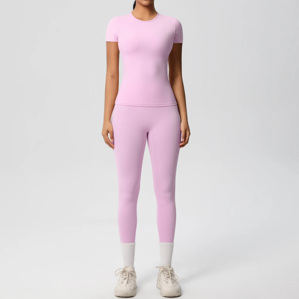 Smooth Essential Seamless Set | Short-Sleeve Fit Top + High-Waist Legging