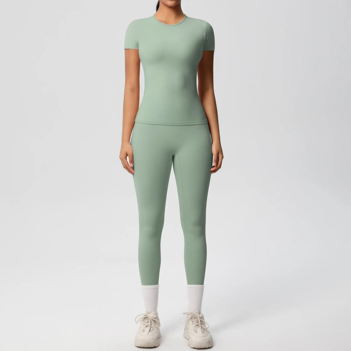 Smooth Essential Seamless Set | Short-Sleeve Fit Top + High-Waist Legging