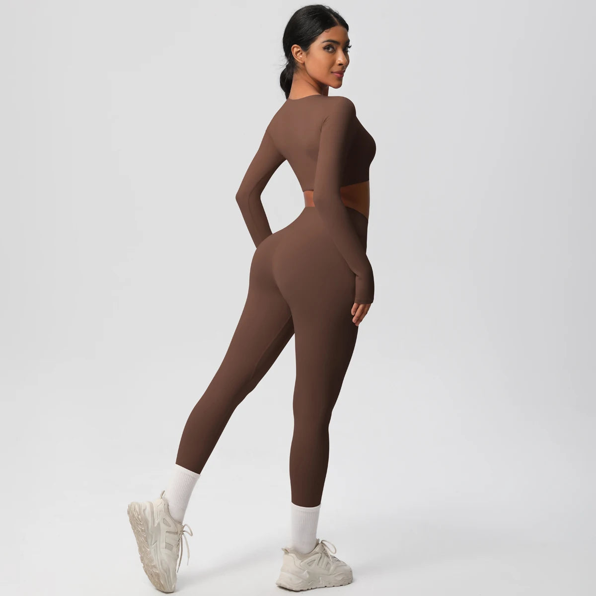Seamless Essential Long-Sleeve Set | Crop Top + High-Waist Legging