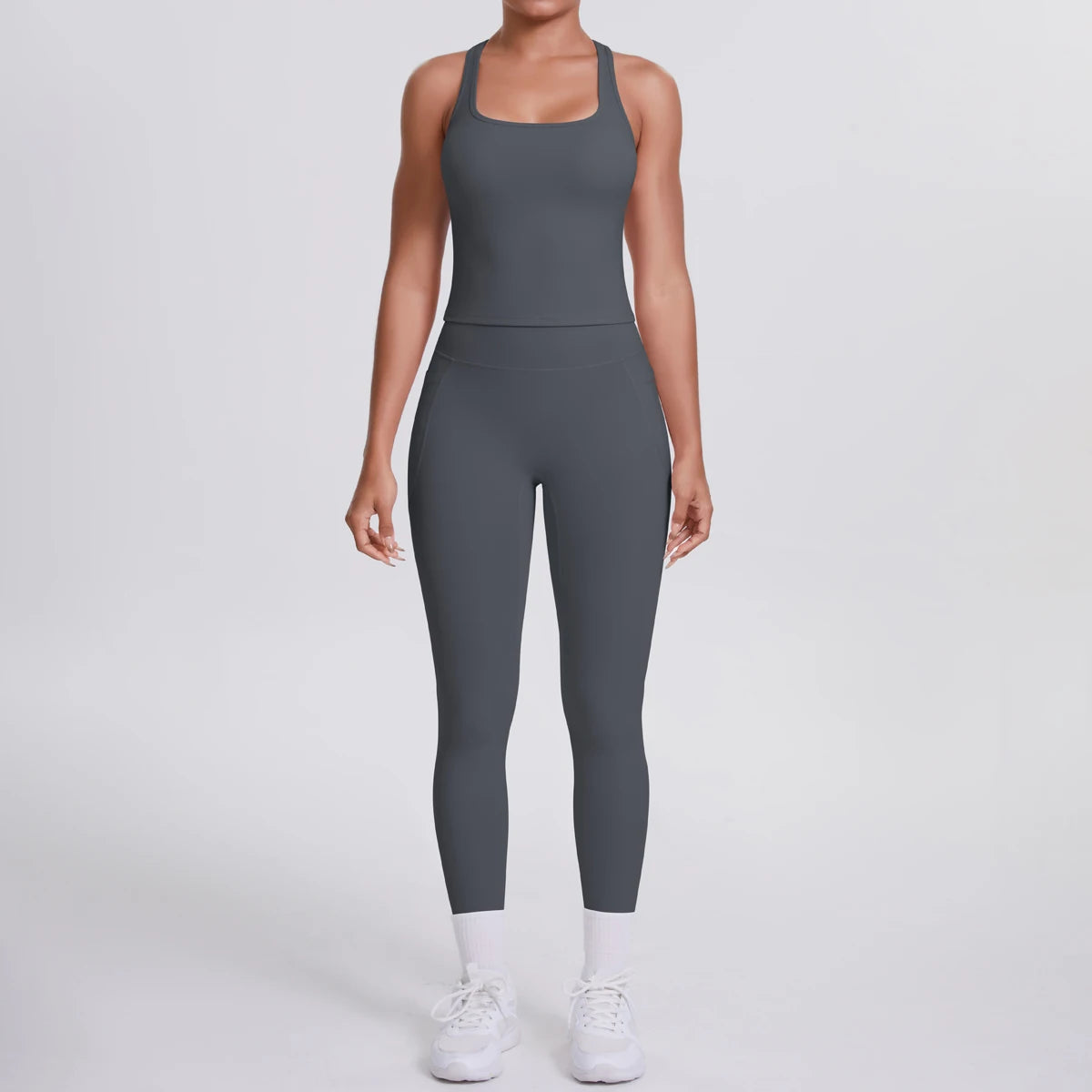 Smooth Sculpt Racerback Set — Slim Racer Tank + High-Waist Pocket Legging