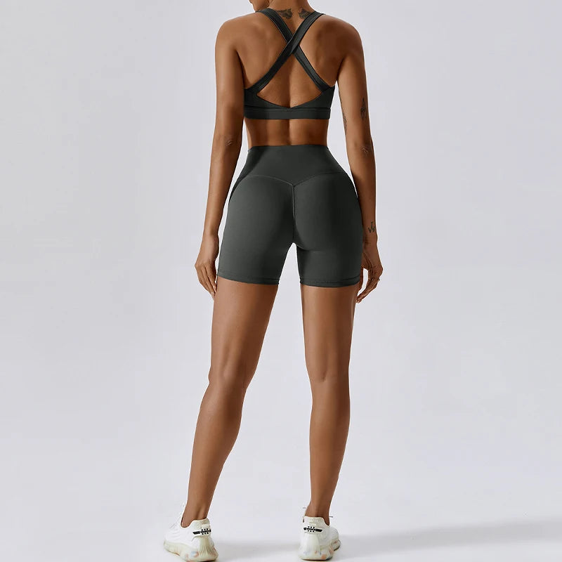 Sculpt Support Set - Double-Strap Sports Bra + High-Waist Short / High-Waist Legging