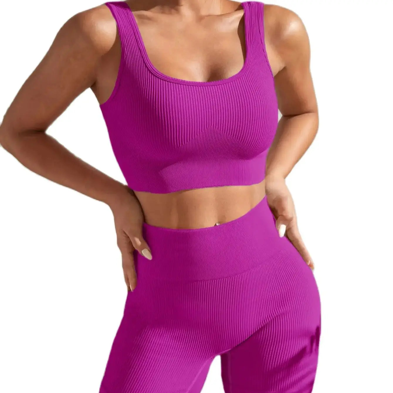Ribbed Sculpt Seamless Set | Wide-Strap Crop Tank + High-Waist Short - NEOFORMA APPAREL